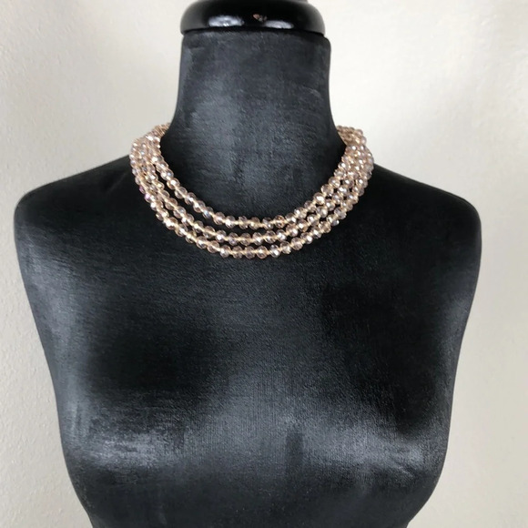 2/$30 Glass Faceted Necklace Aurora Borealis Smoky Sparkle Longline - Picture 15 of 17